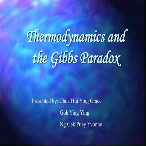 Thermodynamics AND GIBBS PARADOX