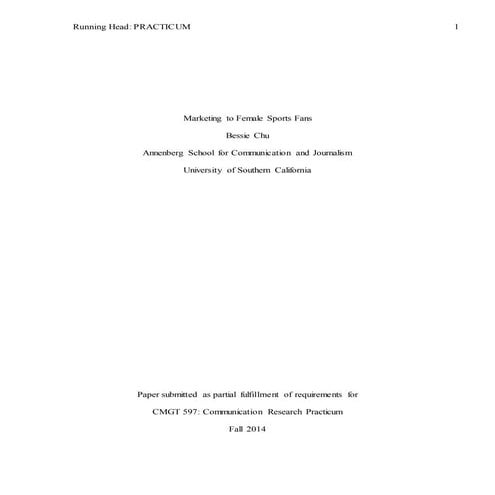 Thesis: Marketing to Female Sports Fans 