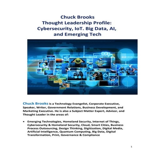 Chuck Brooks profile on cybersecurity, homeland security, and emerging tech