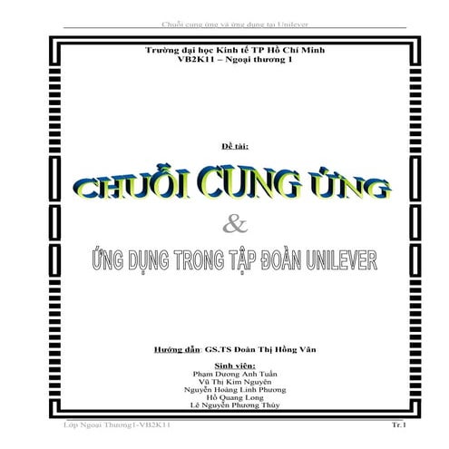 Chuỗi cung ứng  và ứng dụng trong unilever