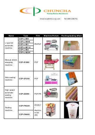 Chuncha packing machine  catalog