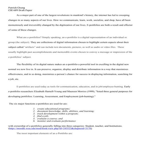 Chung CSE 689 e-Portfolio Paper Draft