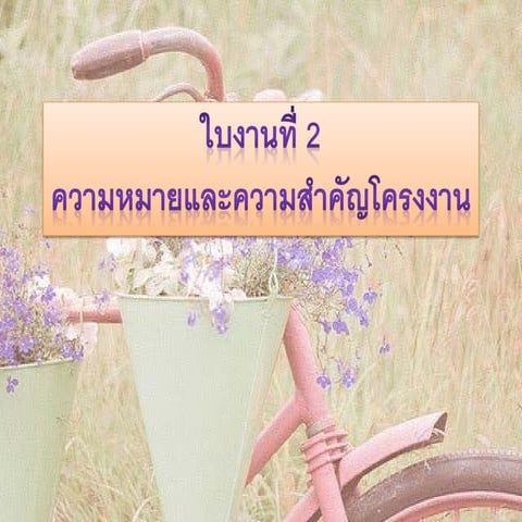 ความหมายและความสำคัญของโครงงาน