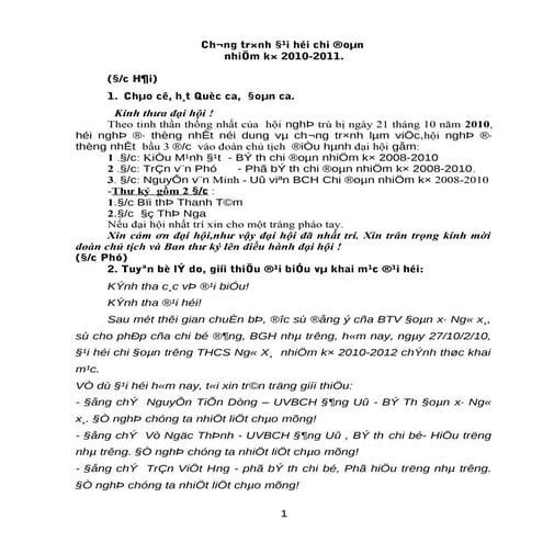 Tiến trình Đại hội Chi đoàn giáo viên