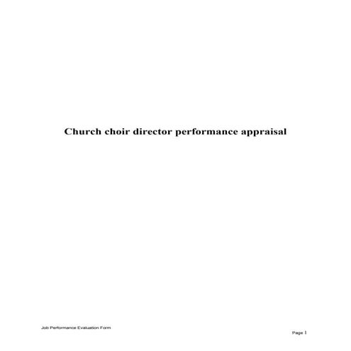 Church choir director performance appraisal