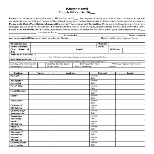 Church officerslist | PDF