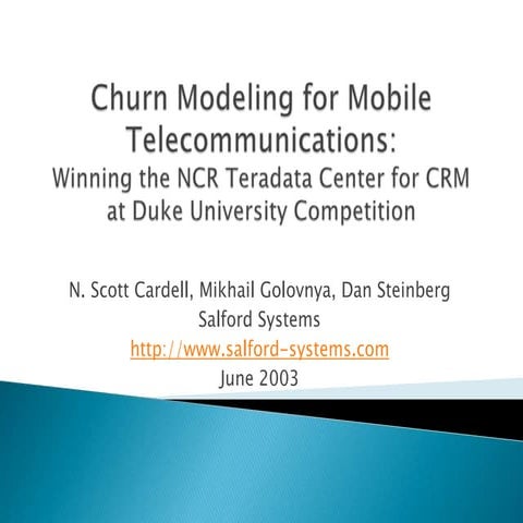 Churn Modeling For Mobile Telecommunications