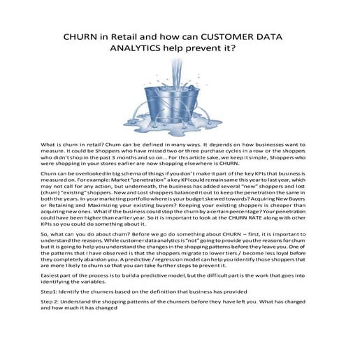 CHURN in Retail and how can CUSTOMER DATA ANALYTICS help prevent it?