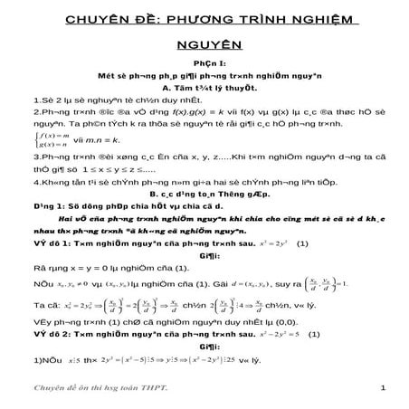 Chuyen de phuong trinh nghiem nguyen