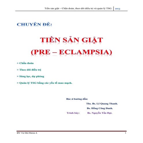 CHUYÊN ĐỀ TIỀN SẢN GIẬT