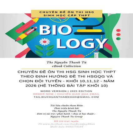 CHUYÊN ĐỀ ÔN THI HSG SINH HỌC THPT THEO ĐỊNH HƯỚNG ĐỀ THI HSGQG VÀ CHỌN Đ...