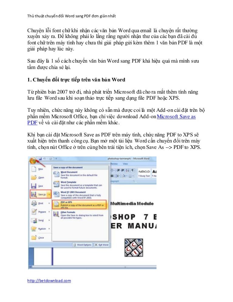 Chuyen File Word Sang Pdf Convert Word To Pdf