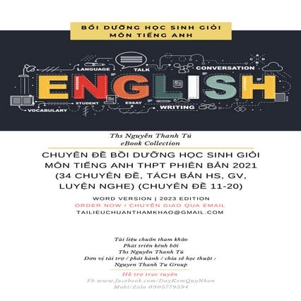 CHUYÊN ĐỀ BỒI DƯỠNG HỌC SINH GIỎI MÔN TIẾNG ANH THPT PHIÊN BẢN 2021 (34 CHUYÊ...