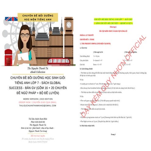 CHUYÊN ĐỀ BỒI DƯỠNG HỌC SINH GIỎI TIẾNG ANH LỚP 7 - SÁCH GLOBAL SUCCESS - BẢN...