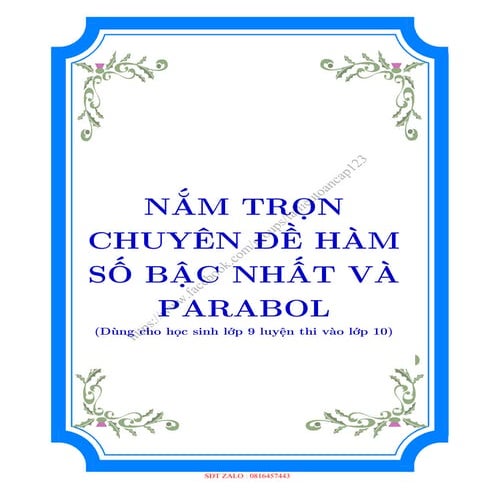 TOÁN 9-CHUYÊN ĐỀ HÀM SỐ BẬC NHẤT VÀ PARABOL.pdf