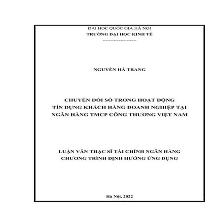 Chuyển đổi số trong hoạt động tín dụng khách hàng doanh nghiệp tại ngân ...