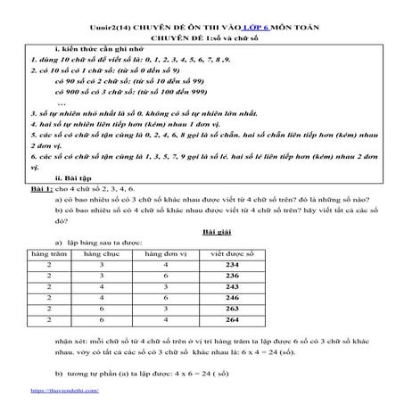 Chuyên đề ôn thi vào Lớp 6 môn Toán