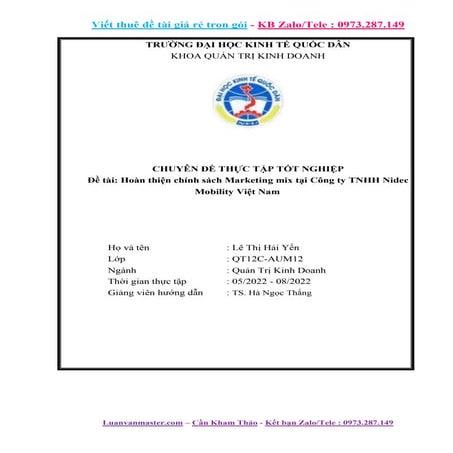 Chuyên Đề Thực Tập Tốt Nghiệp Đại Học Kinh Tế Quốc Dân.doc