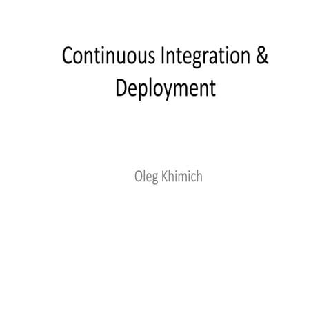 Continuous Integration for Configuration Management | ODP