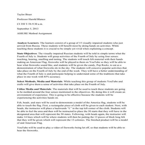 CI 350   Assure Method Assignment