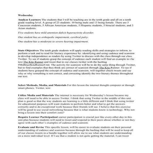 Ci 350   unit plan wednesday