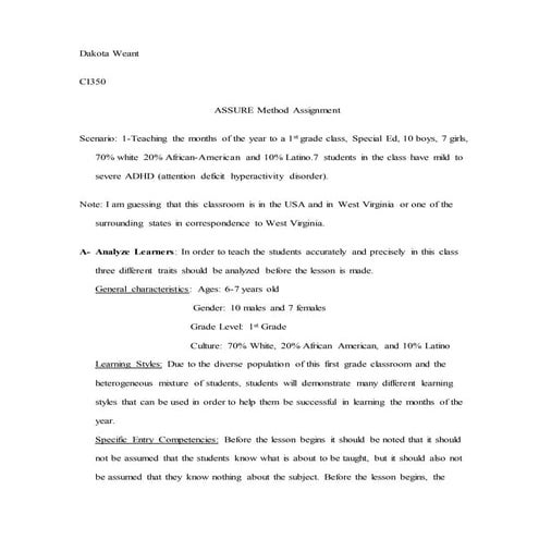 CI 350 ASSURE Method After Semester (Dakota Weant)