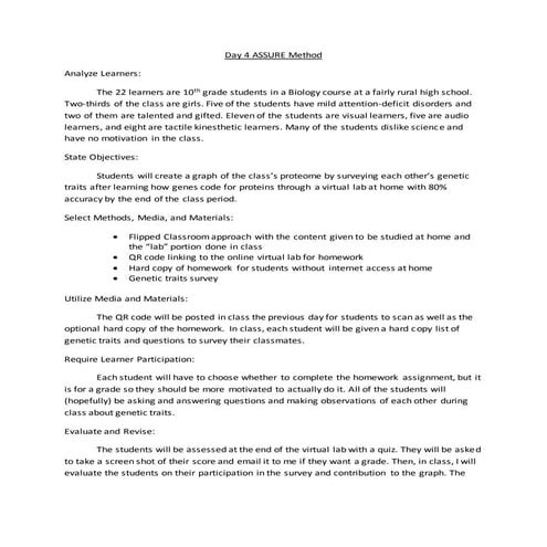 Ci 350 day 4 assure method