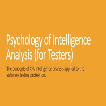 CIA Intelligence Analysis for Testers