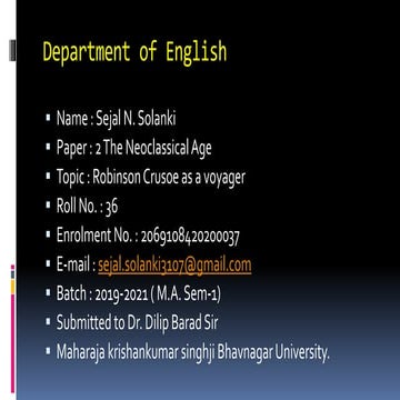 Robinson crusoe a voyager