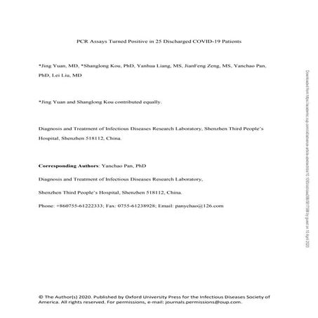 PCR Assay Turned Positive in 25 Discharged COVID-19 Patients