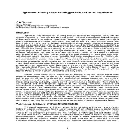 Week 4_2: Drainage of Agricultural Land