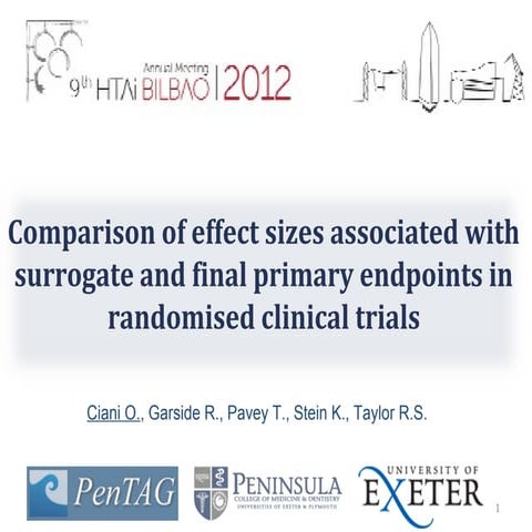Comparison of effect sizes associated with surrogate and final primary endpoi...