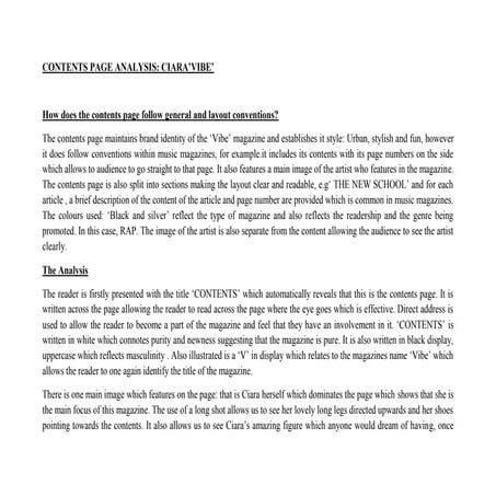 Ciara contents analysis