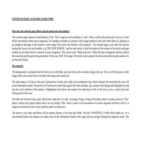 Ciara contents analysis