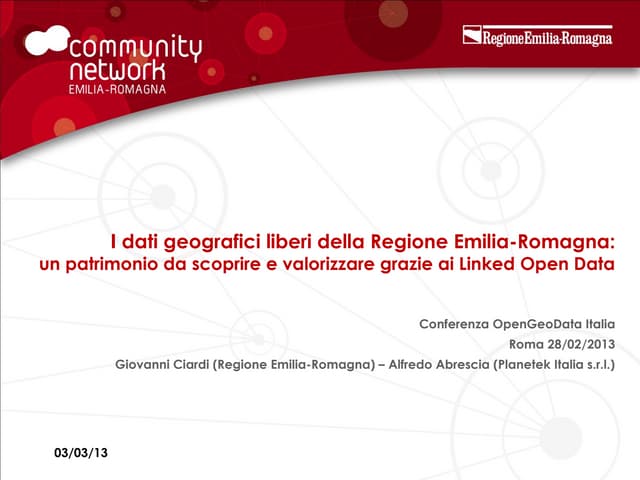 I dati geografici liberi della Regione Emilia-Romagna: un patrimonio da scopr...