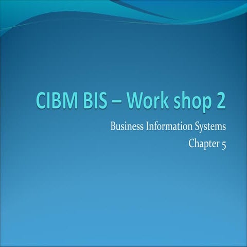 Cibm bis   work shop 2 chapter five
