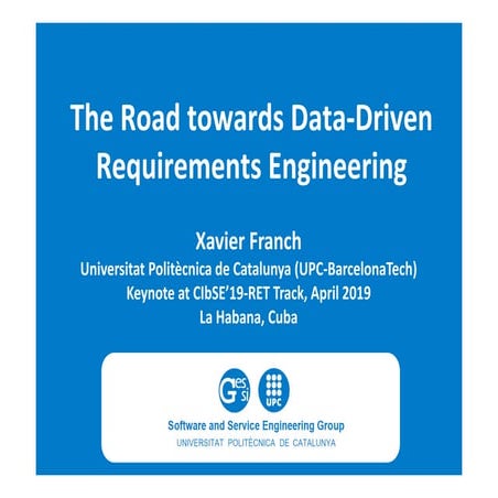 CIbSE-RET 2019 keynote - The Road towards Data-Driven RE