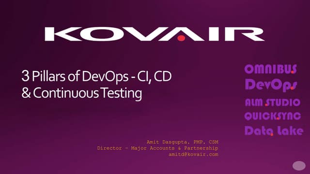 Presentation on 3 Pillars of DevOps - Kovair DevOps