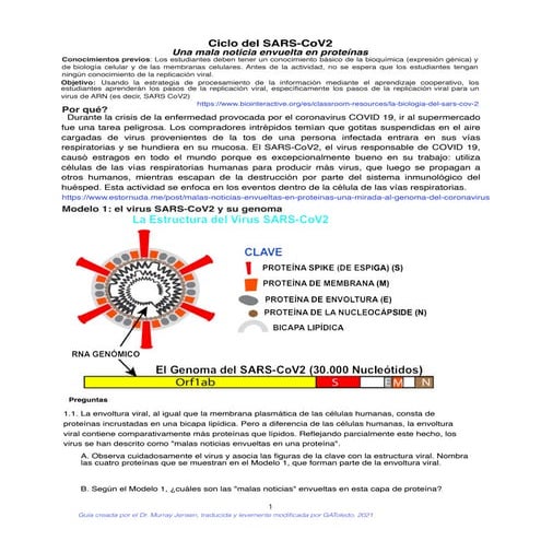 Ciclo sars cov2-2021. Guía basada en la metodología POGIL.