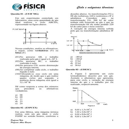 Máquinas Térmicas - ciclos