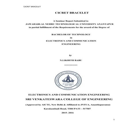 Cicret bracelet seminar report by Likhith.N