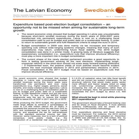 The Latvian Economy - 2010 October