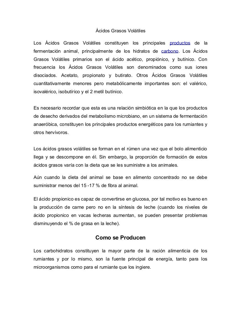 áCidos grasos volátiles áCidos grasos volátiles