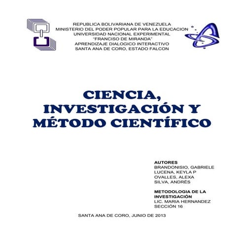 Ciencia metodo cientifico e investigacion cientifica