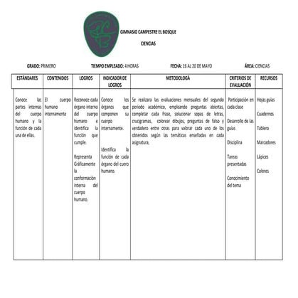 ejemplo de plan de clase para grado primero | PDF