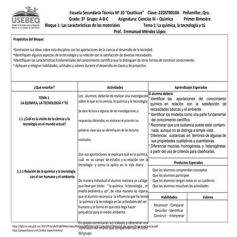 Ciencias III Bloque 1 Las CaracteríSticas De Los Materiales