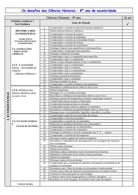 Guia de estudo 8º ano | PDF