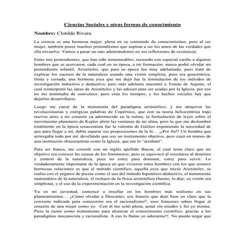 Ciencias sociales y otras formas de conocimiento, 2do informe