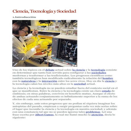 Ciencia, tecnologia y sociedad
