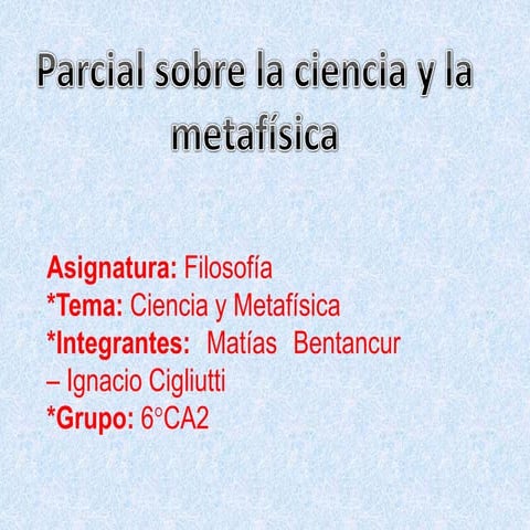 Ciencia y metafisica